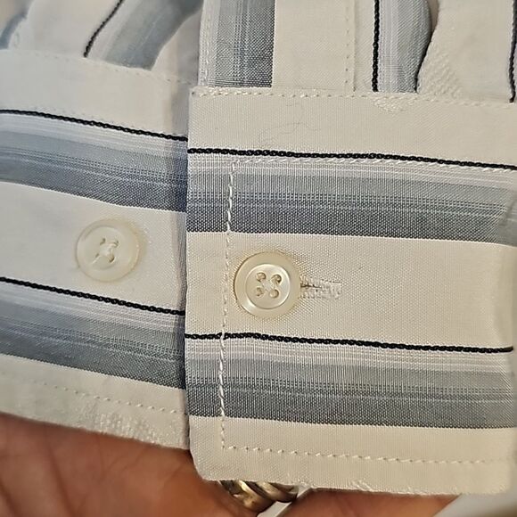 Tommy Bahama Stripe Button Down Shirt Silk Cotton Blend Casual Men's L - Picture 3 of 9